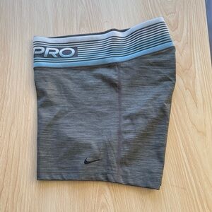Nike Grey Women’s Performance Shorts with Light Blue Striped Waistband